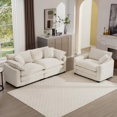 Streamdale Furniture Streamdale Modern Beige Corduroy Sofa Set (2-piece) In Neutral