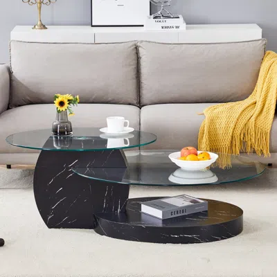 Streamdale Furniture Streamdale Modern Black Marble Coffee Table