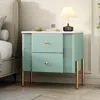 Streamdale Furniture Streamdale Modern Black Nightstand With Fluted Drawers & Gold Accents In Green