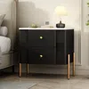 Streamdale Furniture Streamdale Modern Black Nightstand With Fluted Drawers & Gold Accents In Black
