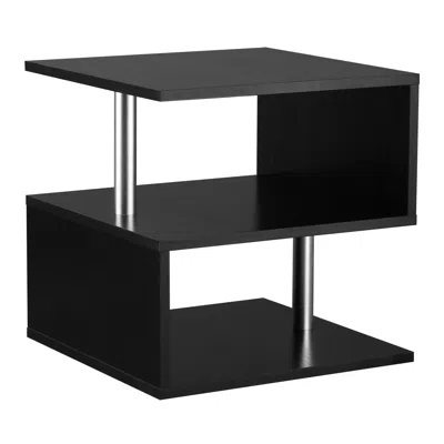Streamdale Furniture Streamdale Modern Black S-shaped End Table With Storage Shelf