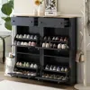 Streamdale Furniture Streamdale Modern Black Shoe Cabinet With 4 Flip Drawers