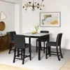 Streamdale Furniture Streamdale Modern Black Velvet Chairs And Grey Solid Wood Table Set