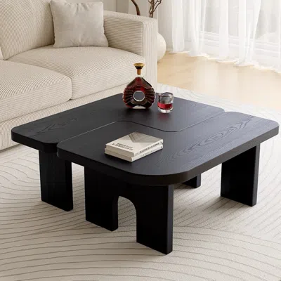 Streamdale Furniture Streamdale Modern Black Wooden Extendable Nesting Coffee Table Set