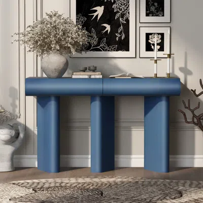 Streamdale Furniture Streamdale Modern Blue Entryway Table With Drawers & Geometric Legs