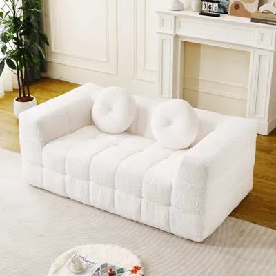 Streamdale Furniture Streamdale Modern Boneless Couch With Two Circular Throw Pillows, Two-seater Sofa