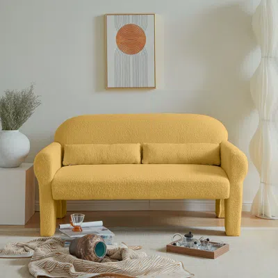 Streamdale Furniture Streamdale Modern Boucle Loveseat For Living Room In Yellow