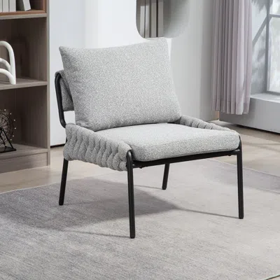 Streamdale Furniture Streamdale Modern Braided Accent Lounge Chair With Metal Frame
