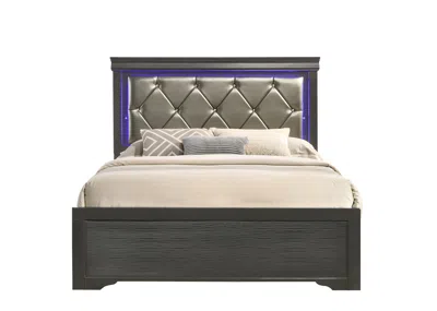 Streamdale Furniture Streamdale Modern Brooklyn Twin Size Led Bed Made With Wood In Gray