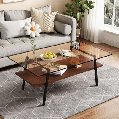 Streamdale Furniture Streamdale Modern Brown Glass Coffee Table