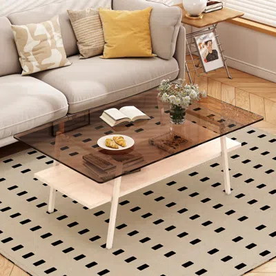 Streamdale Furniture Streamdale Modern Brown Glass Coffee Table