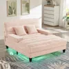 Streamdale Furniture Streamdale Modern Chaise Lounge Sofa Bed Beige In Pink