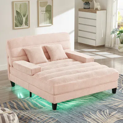 Streamdale Furniture Streamdale Modern Chaise Lounge Sofa Bed Beige In Pink