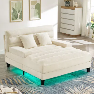 Streamdale Furniture Streamdale Modern Chaise Lounge Sofa Bed Beige In White