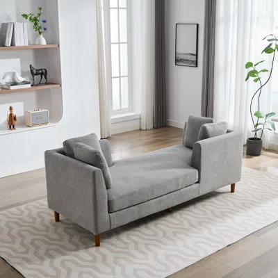 Streamdale Furniture Streamdale Modern Chenille Chaise Lounge Sleeper Sofa With Throw Pillows