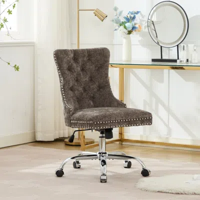 Streamdale Furniture Streamdale Modern Chenille Tufted Office Chair With Chrome Base (gray)