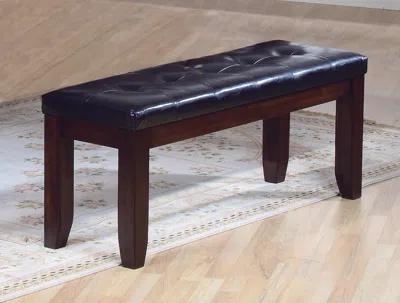 Streamdale Furniture Streamdale Modern Cherry Finish Bench With Leather-look Seat In Blue