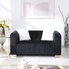 Streamdale Furniture Streamdale Modern Chesterfield Channel Loveseat In Black
