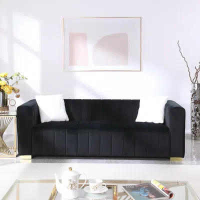 Streamdale Furniture Streamdale Modern Chesterfield Sofa, 3-seater, Black