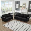 Streamdale Furniture Streamdale Modern Classic Black Leather 2+3 Seater Sofa Set