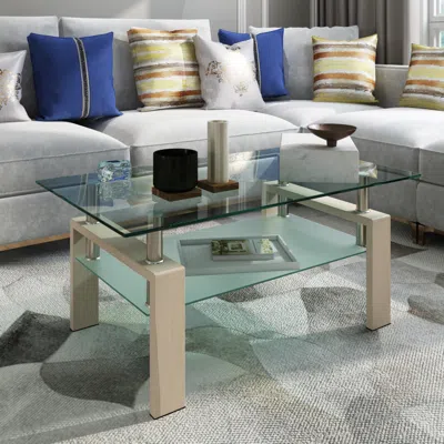 Streamdale Furniture Streamdale Modern Clear Glass Coffee Table For Living Room In Multi