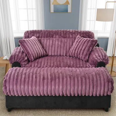 Streamdale Furniture Streamdale Modern Cloud Chaise Sofa With Two Throw Pillows, Beige