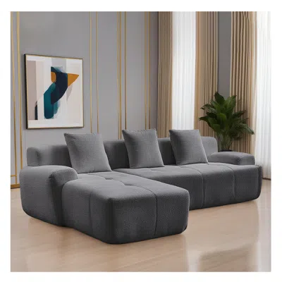Streamdale Furniture Streamdale Modern Cloud Sofa, Modular L-shaped Chaise, Deep Seat, No Assembly.
