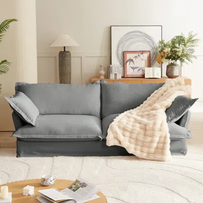 Streamdale Furniture Streamdale Modern Cloud Sofa With Pillows - 87.4" Grey