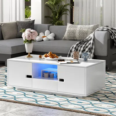 Streamdale Furniture Streamdale Modern Coffee Table With Led Lights