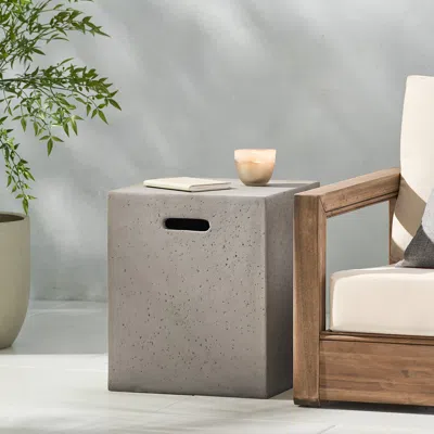 Streamdale Furniture Streamdale Modern Concrete Tank Holder Side Table Chic