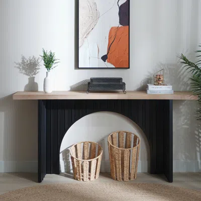 Streamdale Furniture Streamdale Modern Console Table - Black Arch & Wood Top