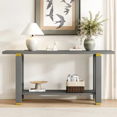 Streamdale Furniture Streamdale Modern Console Table - Solid Wood, Metal Accents, Shelf