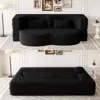 Streamdale Furniture Streamdale Modern Convertible Teddy Fabric Sleeper Sofa Bed With 2 Pillows, Black