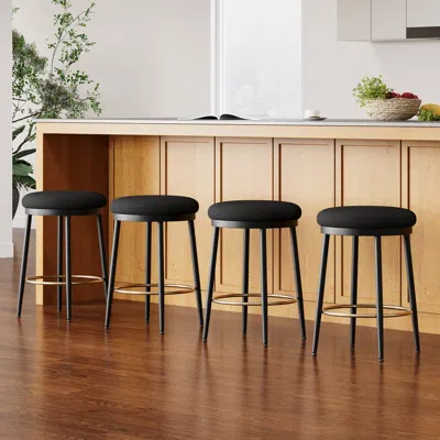 Streamdale Furniture Streamdale Modern Counter Stools (4), 24.75", W/iron Frame, Cushions