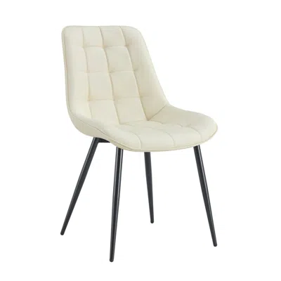 Streamdale Furniture Streamdale Modern Cream White Fabric Dining Chair With Stylish Grid Pattern
