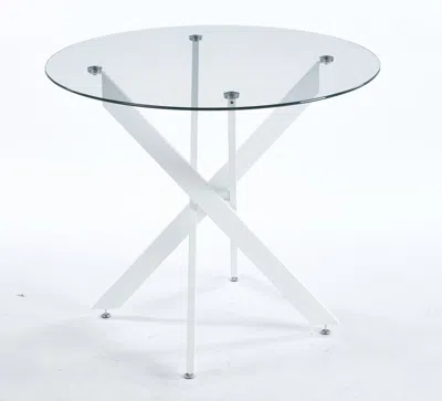 Streamdale Furniture Streamdale Modern Cross-leg Dining Table With Tempered Glass (90x90x75cm)