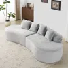 Streamdale Furniture Streamdale Modern Curved Flannelette Sofa With Pillows In Light Gray.