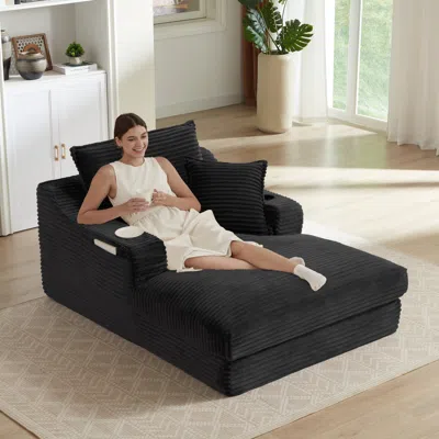 Streamdale Furniture Streamdale Modern Cushioned Sofa Lounge Chair - Black In Gray