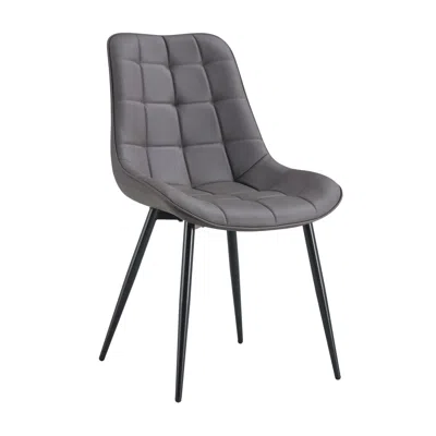 Streamdale Furniture Streamdale Modern Dark Grey Fabric Dining Chair With Stylish Grid Pattern