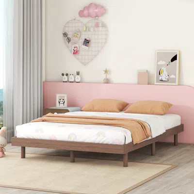 Streamdale Furniture Streamdale Modern Design Full Floating Platform Bed Frame For Walnut Color