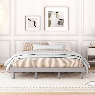 Streamdale Furniture Streamdale Modern Design Queen Floating Platform Bed Frame For Grey Color