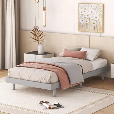 Streamdale Furniture Streamdale Modern Design Twin Size Floating Platform Bed Frame For Grey Color