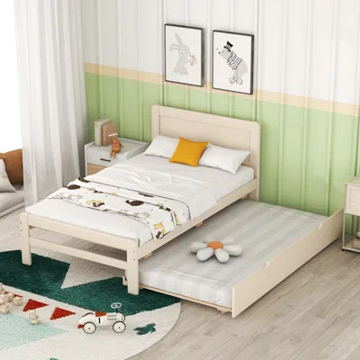 Streamdale Furniture Streamdale Modern Design Twin Size Platform Bed Frame With Trundle For White