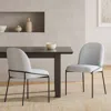 Streamdale Furniture Streamdale Modern Dining Chair Set Of 2, Light Grey Linen Fabric, Bronze Frame