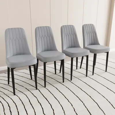 Streamdale Furniture Streamdale Modern Dining Chair Set Of 4 With Pu Leather And Metal Legs