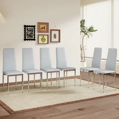 Streamdale Furniture Streamdale Modern Dining Chairs Set Of 6 - Light Gray, Minimalist Design