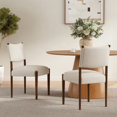 Streamdale Furniture Streamdale Modern Dining Chairs With Thick Cushions And Wood Legs, Set Of 2, Walnut