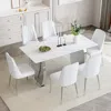 Streamdale Furniture Streamdale Modern Dining Set Sintered Stone Table With Metal Leg Chairs