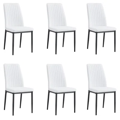 Streamdale Furniture Streamdale Modern Dining Set Stylish 6-8 Person Table With Marble-grain Top And Pu Leather Chairs
