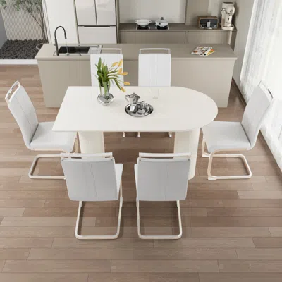 Streamdale Furniture Streamdale Modern Dining Set With Silver Metal Chair Legs
